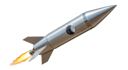 Isolated Metal Space Rocket Flying in Space, Spacecraft, Shuttle, Astronautical Concept