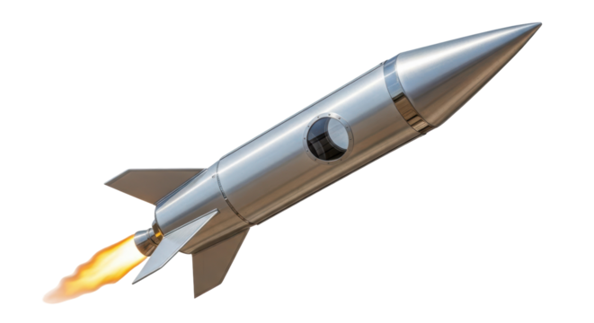 Isolated Metal Space Rocket Flying in Space, Spacecraft, Shuttle, Astronautical Concept - Powered by Adobe