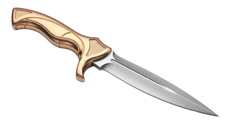 Obraz premium Isolated ceremonial dagger with ornate handle, steel blade, antique knife, warrior weapon