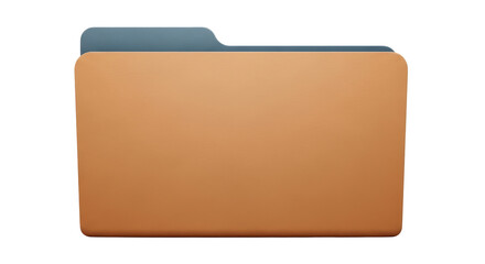 Isolated file folder representation, empty office folder for storing digital documents