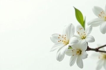 Delicate white jasmine blossoms isolated on pure white , picture, blossom