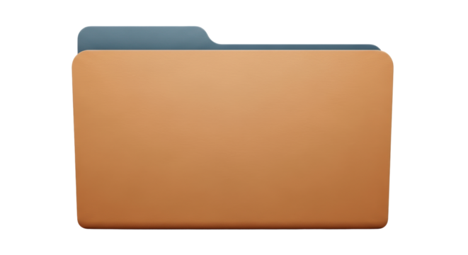 Isolated file folder representation, empty office folder for storing digital documents