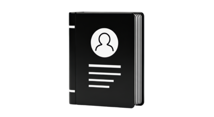 Isolated black address book or personal organizer for contact data storage design concept