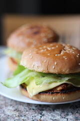 Homemade burger with fresh lattice