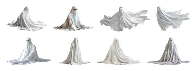 Playful ghostly sheet figures