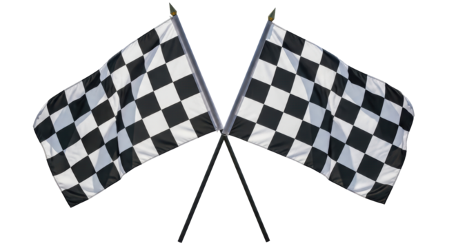 Isolated Checkered Flags Crossed for Car Racing Finish Line Event Championship Win