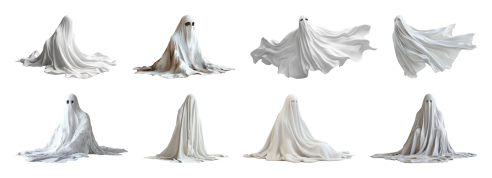 Playful ghostly sheet figures