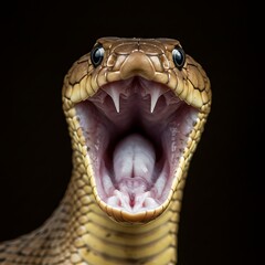 Close-up of a Snake's Open Mouth, Fangs Visible