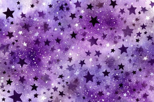 Purple star-filled, watercolor-like backdrop