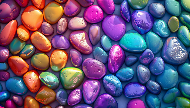 A vibrant collection of colorful polished stones