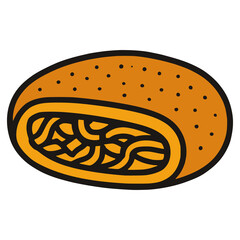 Bamischijf Dutch deep fried noodle flat color vector illustration template design