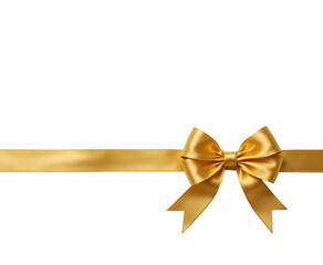 Elegant Gold Satin Bow with Ribbon – Luxury Gift Decor, Holiday Design, High-Resolution Vector Art, Transparent PNG Overlay