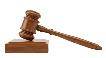 Isolated Wood Gavel and Sound Block – Law and Justice Symbol of Order in Courtroom Trials