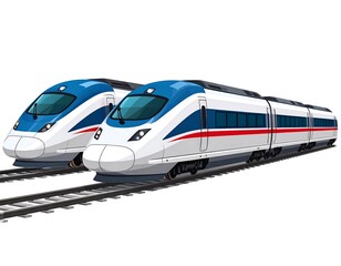 Naklejka premium High-speed rail transport illustration two trains on tracks