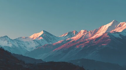 Sunrise over snow-capped mountain range