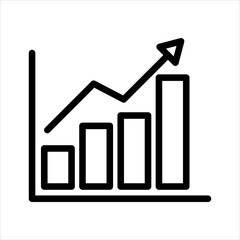 Simple bar chart graphic representing upward growth and financial success with an arrow pointing upwards symbolizing progress and positive trends