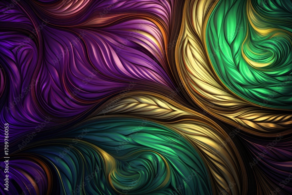 Poster Abstract waves in vibrant colors flow and mix, creating a stunning visual design