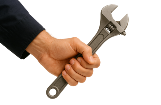 hand holding wrench