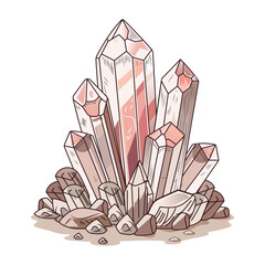 A flat style illustration showing crystal