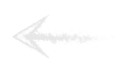 PNG white smoke arrow forming like a comet tail with transparent background, ideal for overlays, motion graphics, speed trails, fantasy artwork, digital design, and creative projects