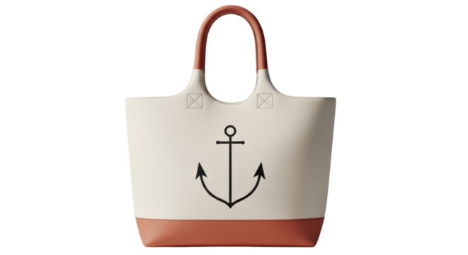 Isolated nautical style tote bag with anchor symbol, fashion beach summer season accessory