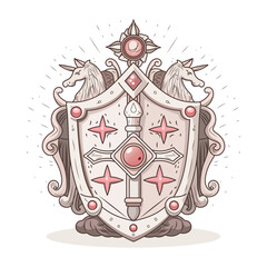A flat style illustration showing enchanted crest