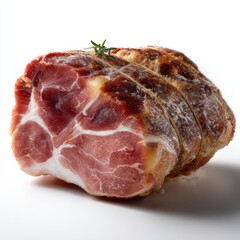 Artisan cured meat displayed on a clean surface with a touch of herbs for flavor enhancement