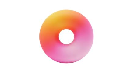 Isolated gradient ring, abstract geometrical torus shape, multicolor render, vibrant colors