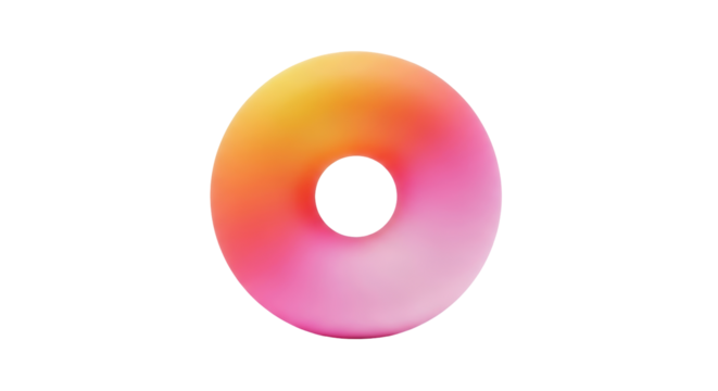 Isolated gradient ring, abstract geometrical torus shape, multicolor render, vibrant colors