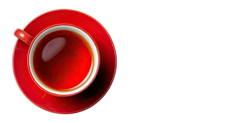 Red teacup and saucer, top view (1)