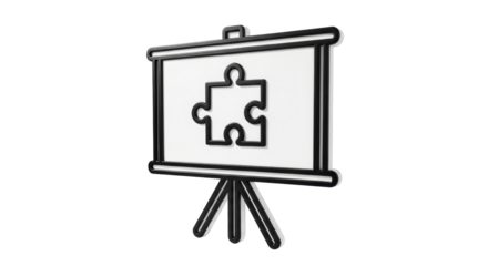 Isolated presentation screen with jigsaw puzzle piece symbolizing problem solving skills