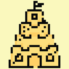 Pixel art vector themed summer with beach, sun, and fun activities elements.Pixel art vector themed summer with beach, sun, and fun activities elements.