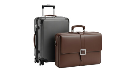 Isolated suitcase and briefcase for travel, business, and personal use against a neutral backdrop