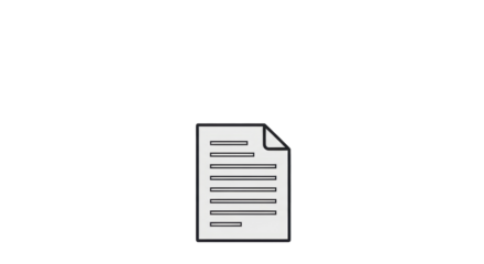 Isolated outline of page, file, or document with text inside, and the corner folded down