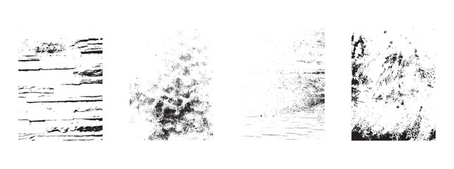 Set of black and white textures for overlay. Vector graphics. Different types of stamps