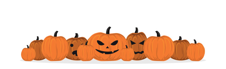 Set of realistic pumpkins for the holiday halloween - Vector illustration