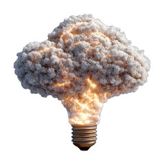 Exploding lightbulb, a cloud of smoke