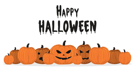 Halloween greeting of the dead, orange pumpkins on a white background - Vector illustration