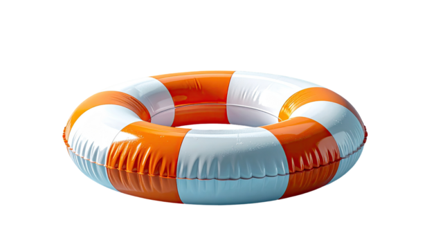 Inflatable orange and white life preserver (1)