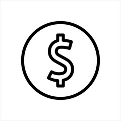 Obraz premium Black and white dollar sign icon representing financial transactions, savings, investments, and economic prosperity, ideal for modern financial concepts and digital economy themes
