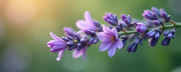 Fototapeta premium Delicate lavender branch with purple blooms, close-up , beautiful, photography