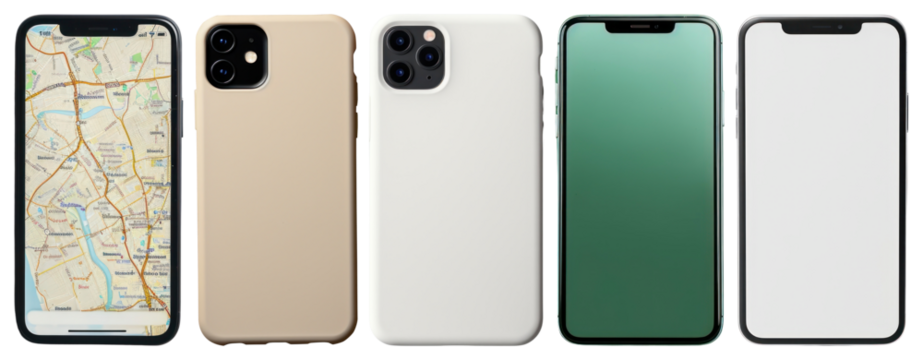 PNG Smartphones displaying maps interface, element set on transparent background