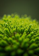 Close-up Dew-Covered Moss, Lush Green Texture