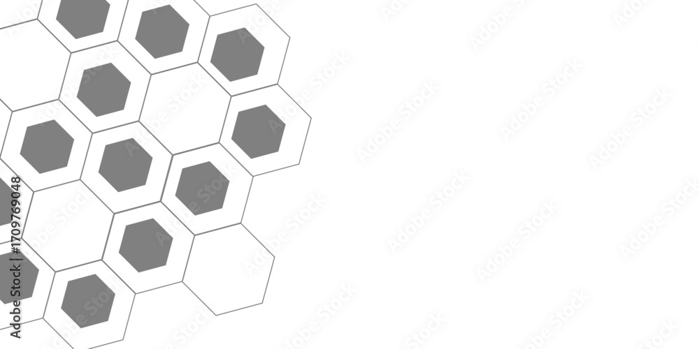 Poster geometric technology white and grey and light grey hexagon background. abstract vector illustration 