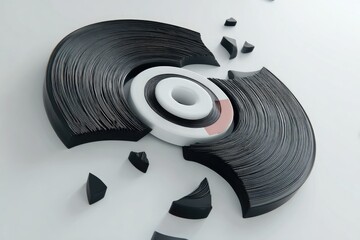 3D model of a shattered vinyl record