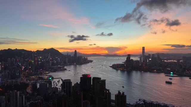 Iconic Victoria Harbour Skyline in Hong Kong Twilight Aug 31 2025