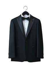 Dark tuxedo on hanger
