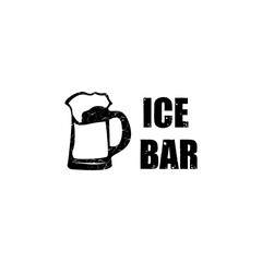 Minimalist ice bar logo design featuring a beer mug with foam and bold typography