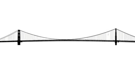 Obraz premium Iconic suspension bridge against a stark white background, symbolizing connection and engineering marvel.