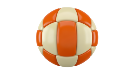 Isolated orange and beige sphere comprised of rounded rectangles, toy or puzzle object